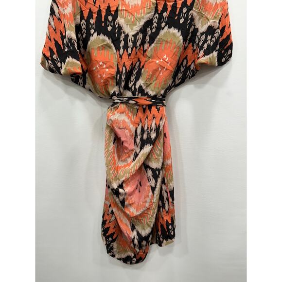 AllSaints Spitalfields Asymmetrical Dress Printed Silk Cowl Neck Multicolor Sz 6 - Picture 5 of 10